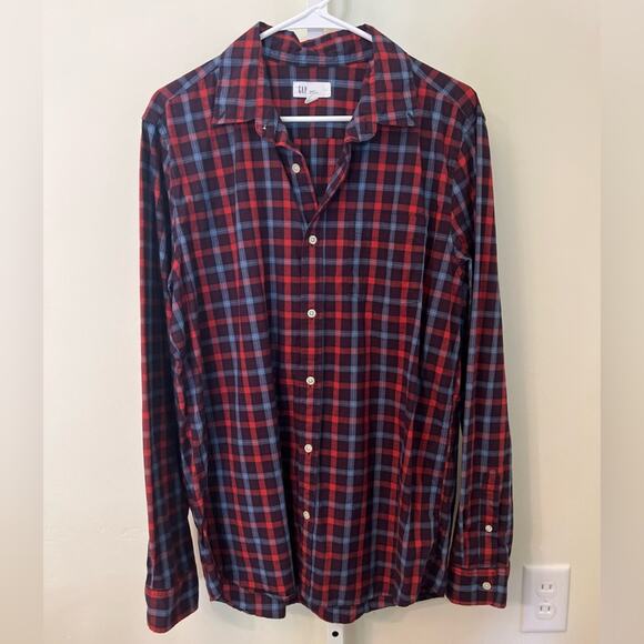 GAP Button Down Slim Fit Plaid- Men’s L - Picture 1 of 6